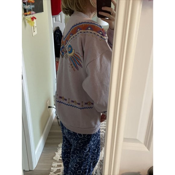 Vintage‎ Lifestyles 90s Aztec Mexican Purple Sweatshirt Adult One Size Made USA - Picture 15 of 15